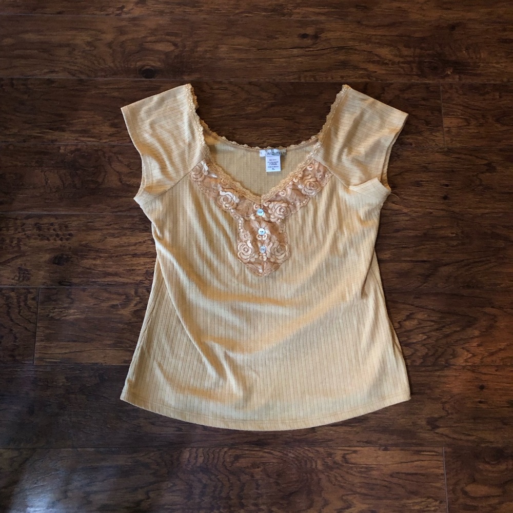 Yellow Lace V-Neck